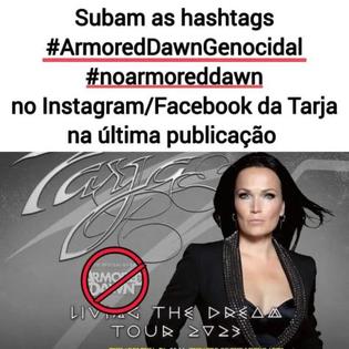 Tarja, #noarmoreddawn! Heavy metal cannot be complicit with genocide!