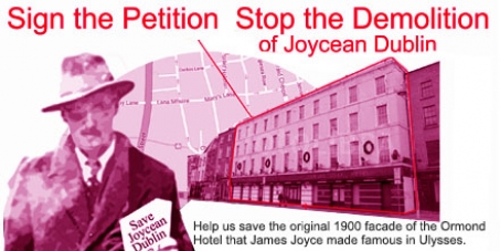 Save James Joyce's literary heritage.Stop the demolition of the Ormond Hotel facade in Dublin.Round 2,2016