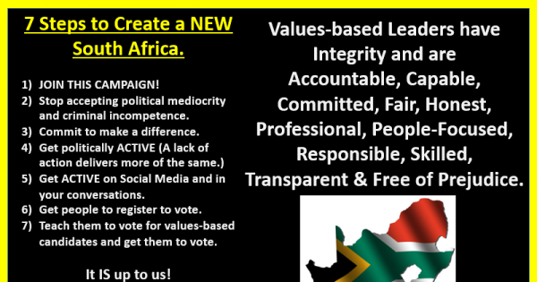 Join the campaign to save South Africa! We need values-based leadership - NOW!