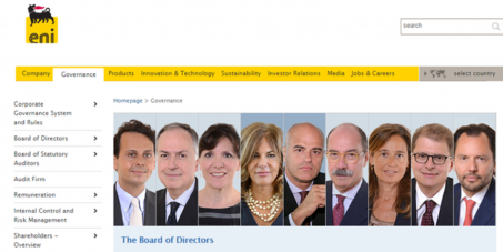 Board of Directors of the giant Italian Eni: Require the compliance of the company's Code of Ethics