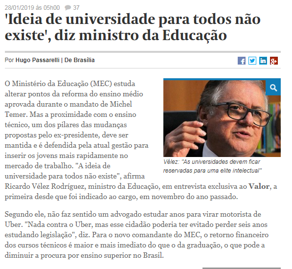 Congresso Nacional: Demissão do Ministro da Educação Ricardo Vélez Rodríguez